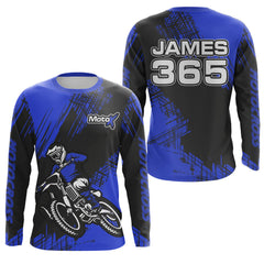 Maxcorners Blue Motocross Racing Jersey Men Kid Upf30+ Dirt Bike Off-Road Shirt MX Jersey MT2809