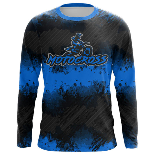 Maxcorners Racing Motocross Jersey Blue Upf30+ Dirt Bike Off-Road Youth Kid Men Motorcycle Shirt XM251 MT2809