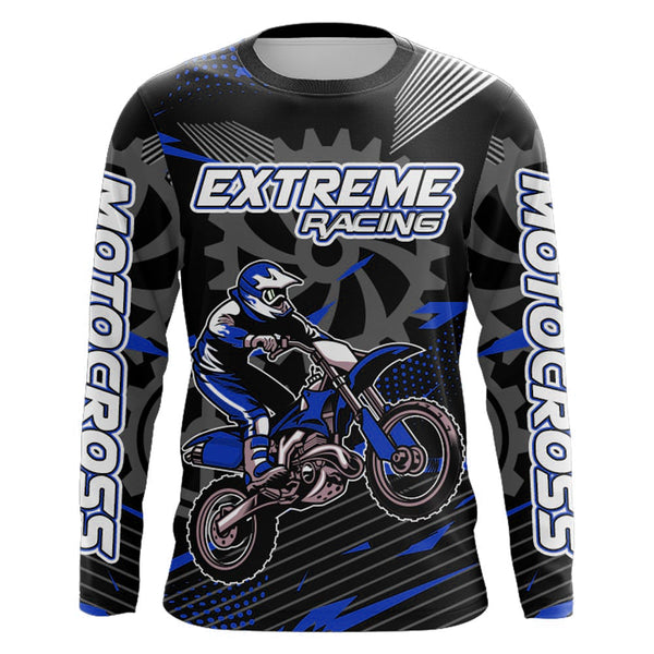 Maxcorners Blue Motocross Racing Jersey Upf30+ Dirt Bike Shirt Kids Women Men Off-road Jersey XM199 MT2809