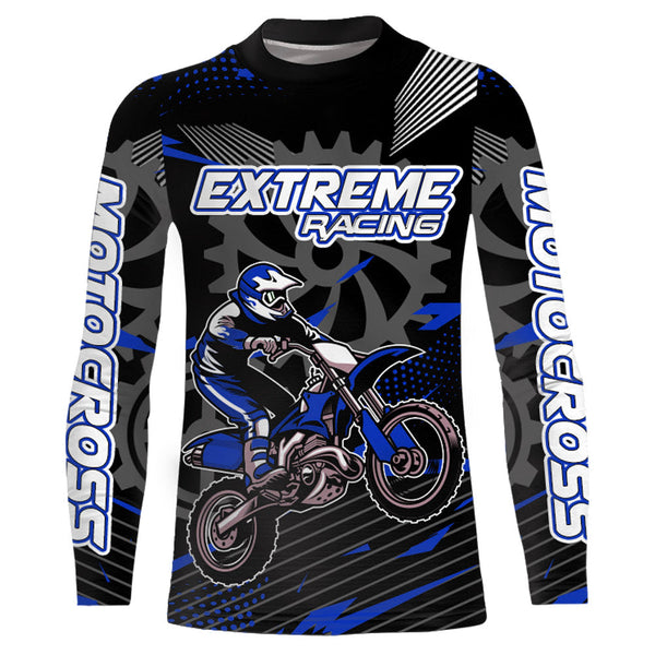 Maxcorners Blue Motocross Racing Jersey Upf30+ Dirt Bike Shirt Kids Women Men Off-road Jersey XM199 MT2809