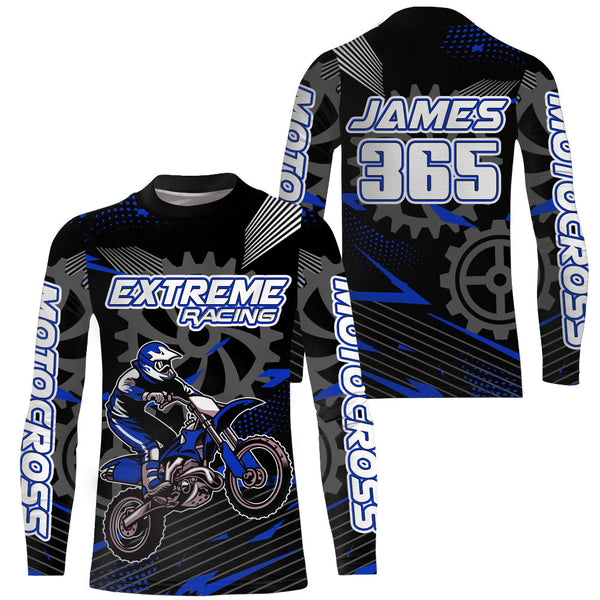 Maxcorners Blue Motocross Racing Jersey Upf30+ Dirt Bike Shirt Kids Women Men Off-road Jersey XM199 MT2809