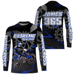 Maxcorners Blue Motocross Racing Jersey Upf30+ Dirt Bike Shirt Kids Women Men Off-road Jersey XM199 MT2809