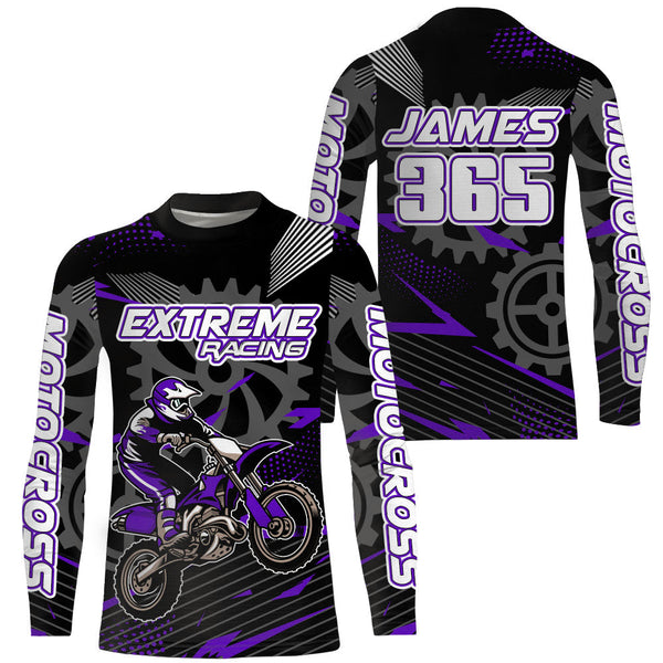 Maxcorners Purple Motocross Racing Jersey Upf30+ Dirt Bike Shirt Kids Women Men Off-road Jersey XM199 MT2809