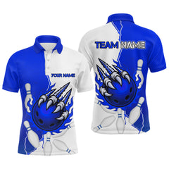 Maxcorners Custom Sharp Claws Bowling Shirt Blue Men Women Team Bowling Flaming Jerseys