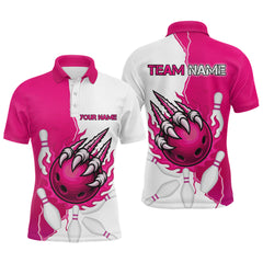Maxcorners Custom Sharp Claws Bowling Shirt Pink Men Women Team Bowling Flaming Jerseys