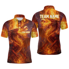 Maxcorners Custom Dragon Bowling Shirt for Men Women Bowling Jersey Flaming Bowling Shirt LM0705