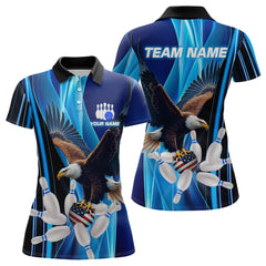 Maxcorners Custom Blue Eagle Bowling Shirt for Men Women Team Bowling Polo Shirts & 1/4 Zip LM2504
