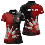 Maxcorners Custom Red&Black Bowling Shirts for Men Women Team Bowling Polo and Quarter Zip MT2108