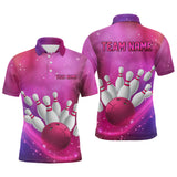 Maxcorners Custom Pink Galaxy Bowling Shirts for Men Women Team Bowling Polo and Quarter Zip MT2108