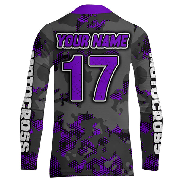 Maxcorners Motocross Jersey Purple Upf30+ Dirt Bike MX Racing Kid Men Women Motorcycle Shirt MT2809