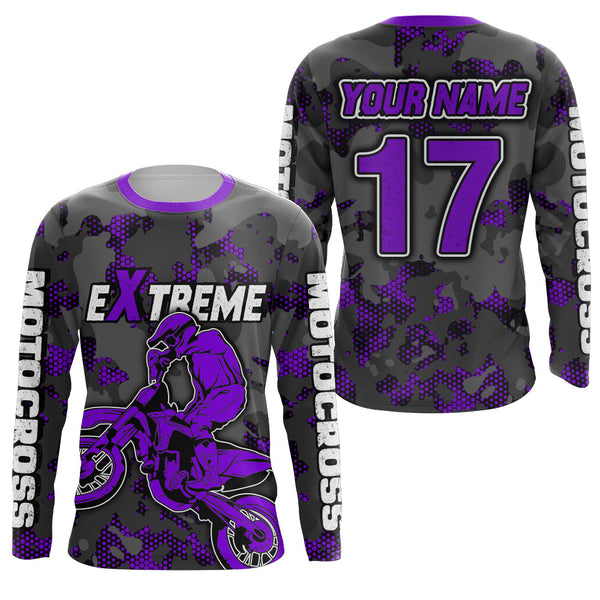 Maxcorners Motocross Jersey Purple Upf30+ Dirt Bike MX Racing Kid Men Women Motorcycle Shirt MT2809
