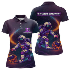 Maxcorners Custom Astronaut Bowling Shirts for Women Men Team Galaxy Bowling Polo and 1/4 Zip LM1109