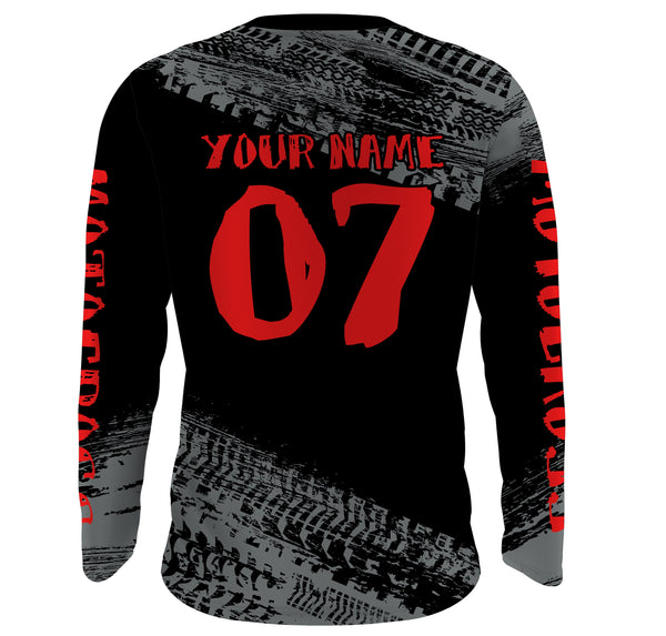 Maxcorners Motocross Jersey Kid Men Dirt Bike Racing Shirt Upf30+ Off-road Motorcycle Jersey Red MT2809