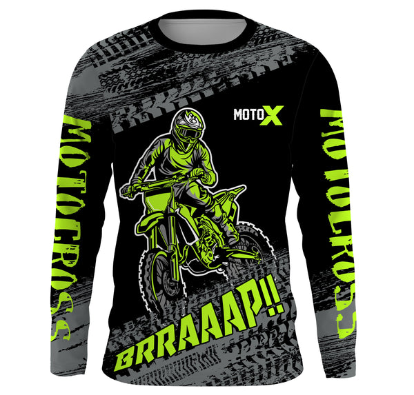 Maxcorners Motocross Jersey Kid Men Dirt Bike Racing Shirt Upf30+ Off-road Motorcycle Jersey Lime Green MT2809