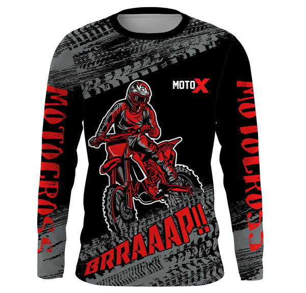 Maxcorners Motocross Jersey Kid Men Dirt Bike Racing Shirt Upf30+ Off-road Motorcycle Jersey Red MT2809