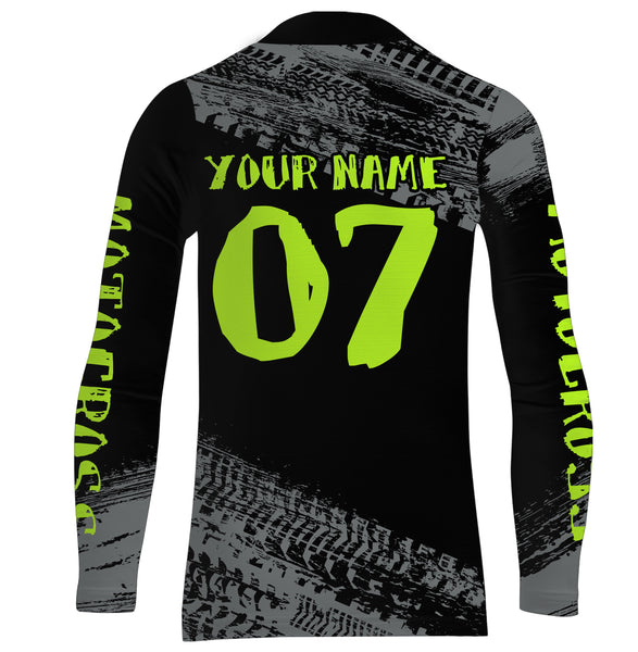 Maxcorners Motocross Jersey Kid Men Dirt Bike Racing Shirt Upf30+ Off-road Motorcycle Jersey Lime Green MT2809
