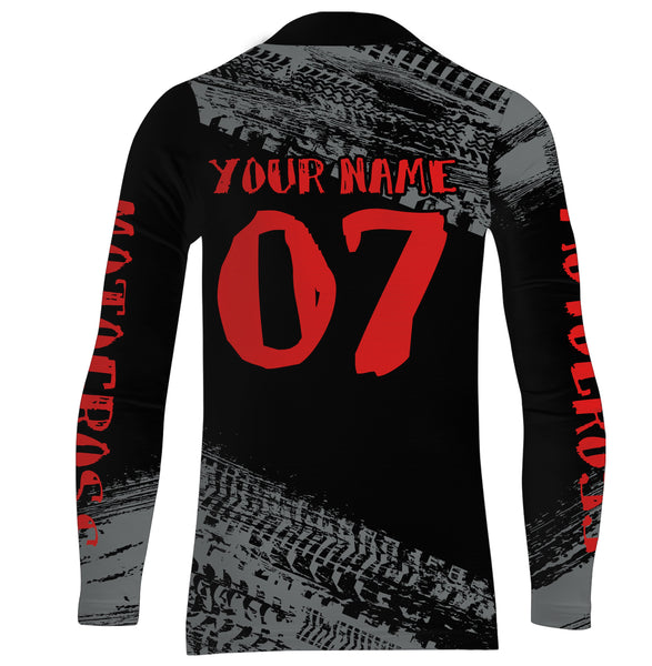 Maxcorners Motocross Jersey Kid Men Dirt Bike Racing Shirt Upf30+ Off-road Motorcycle Jersey Red MT2809