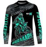 Maxcorners Motocross Jersey Kid Men Dirt Bike Racing Shirt Upf30+ Off-road Motorcycle Jersey Turquoise MT2809