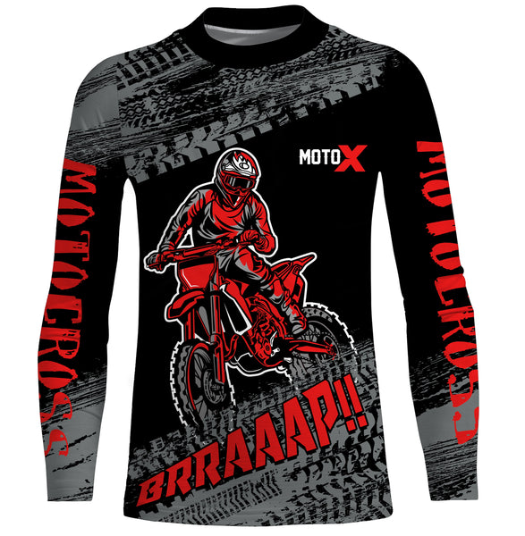 Maxcorners Motocross Jersey Kid Men Dirt Bike Racing Shirt Upf30+ Off-road Motorcycle Jersey Red MT2809