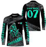 Maxcorners Motocross Jersey Kid Men Dirt Bike Racing Shirt Upf30+ Off-road Motorcycle Jersey Turquoise MT2809
