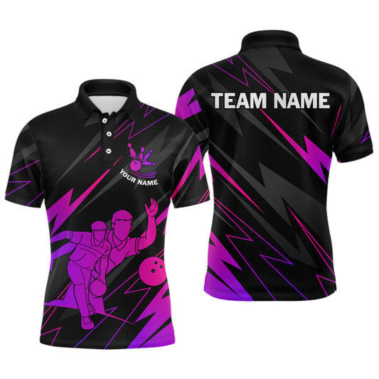 Maxcorners Purple Bowling Shirts for Women Men Custom Team Bowling Jerseys Personalized LM2603
