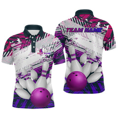 Maxcorners Purple Bowling Shirts for Women Men Custom Team Bowling Jerseys Polo&1/4 Zip Shirt