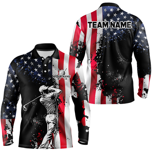 Maxcorners Patriotic Golf Polo Shirts Custom for Men and Women Golf Shirts Personalized LM2007