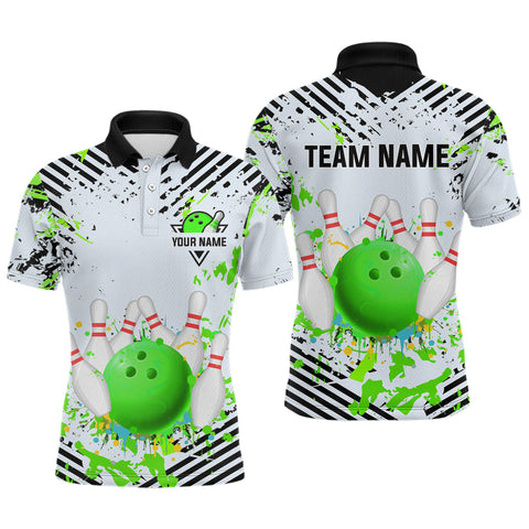 Maxcorners Green Bowling Shirts Custom Watercolor Bowling Jersey for Men Women with Team Name
