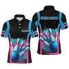 Maxcorners Pink&Blue Bowling Shirt For Men Women Team Bowling Jersey Bowling Polo & 1/4 Zip LM123