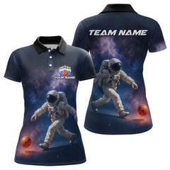 Maxcorners Custom Astronaut Bowling Shirts for Men Women Team Bowling Polo & Quarter Zip Shirts 1 LM1008