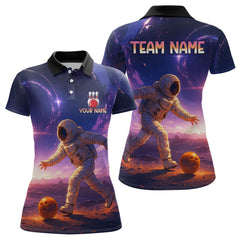 Maxcorners Custom Astronaut Bowling Shirts for Men Women Team Bowling Polo & Quarter Zip Shirts LM1008