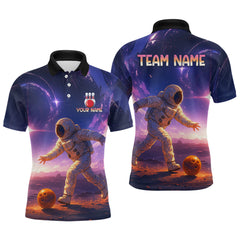 Maxcorners Custom Astronaut Bowling Shirts for Men Women Team Bowling Polo & Quarter Zip Shirts LM1008