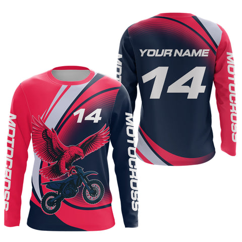 Maxcorners Pink Eagle Motocross Jersey Dirt Bike Shirt Men Kid Women Motorcycle Riding Shirt LM2809