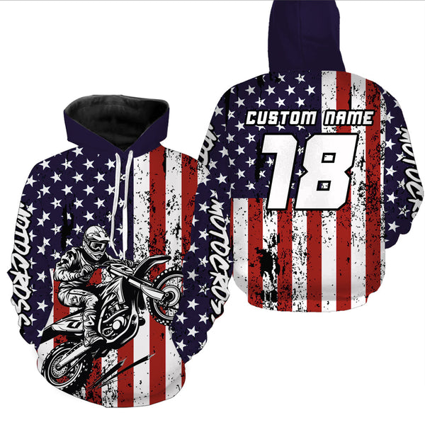 Maxcorners Patriotic Motocross Racing Hoodie Jersey for Men Women Dirt Bike Motorcycle Hoodie LM2809