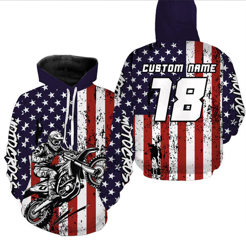 Maxcorners Patriotic Motocross Racing Hoodie Jersey for Men Women Dirt Bike Motorcycle Hoodie LM2809