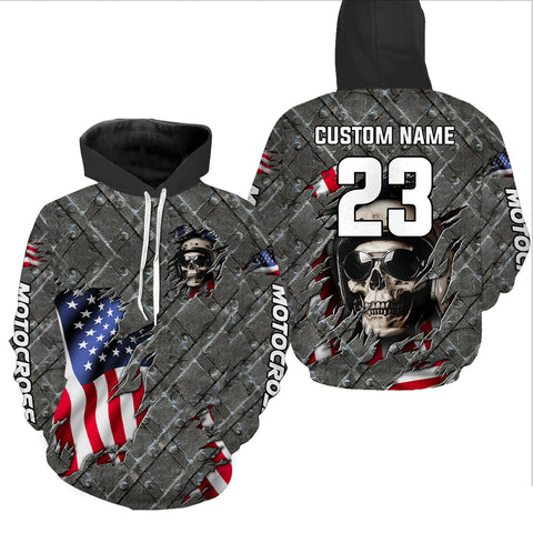 Maxcorners American Flag Motocross Racing Hoodie Jersey for Men Women Dirt Hoodie Patriotic LM2809