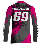 Maxcorners Pink Motocross Racing Jersey For Women Girl Kid Upf30+ MX Off-Road Dirt Bike Shirt MT2709
