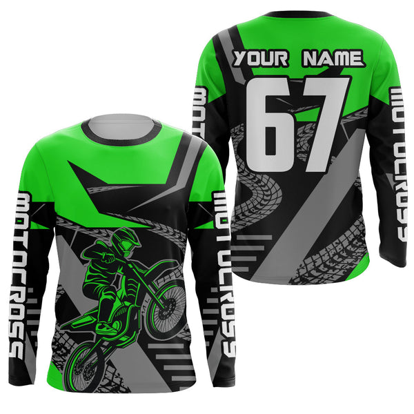 Maxcorners Green Motocross Racing Jersey Women Men Kid Motorcycle Dirt Bike Shirt MT2709