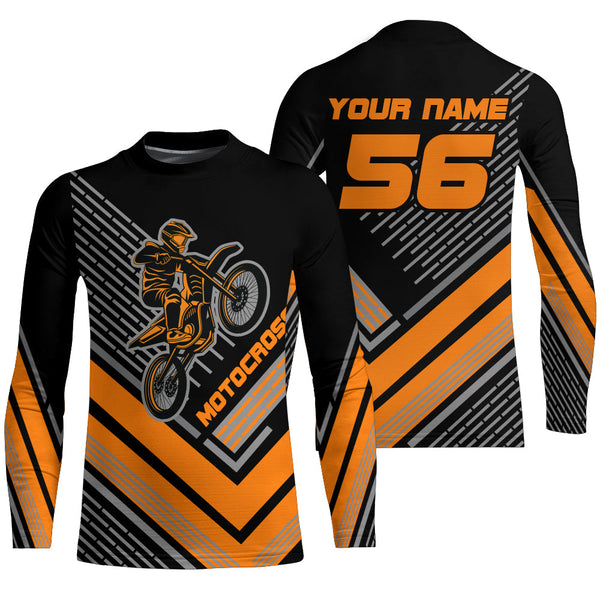 Maxcorners Motocross Racing Jersey Orange Custom Dirt Bike Motorcycle Shirt For Kid Men Women MT2709