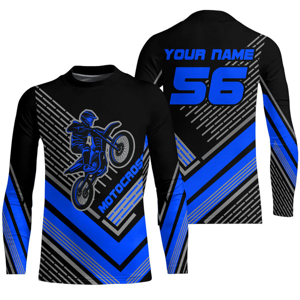 Maxcorners Motocross Racing Jersey Blue Custom Dirt Bike Motorcycle Shirt For Kid Men Women MT2709
