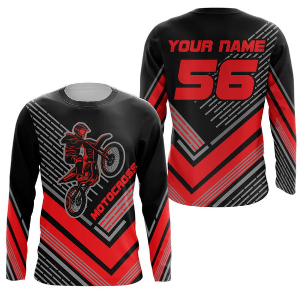 Maxcorners Motocross Racing Jersey Red Custom Dirt Bike Motorcycle Shirt For Kid Men Women MT2709