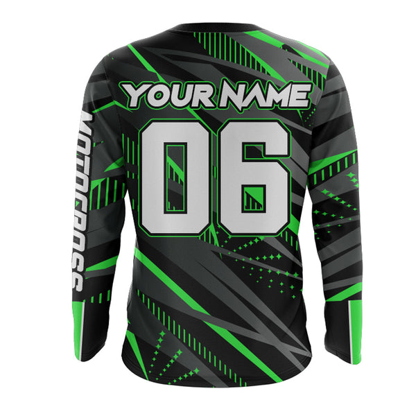 Maxcorners Green Motocross Racing Jersey Kid Women Men Upf30+ Youth Dirt Bike Off-Road Shirt MT2809