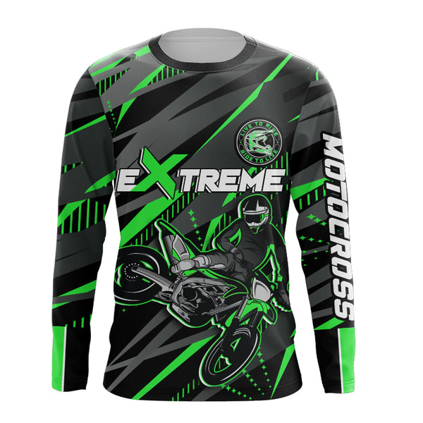 Maxcorners Green Motocross Racing Jersey Kid Women Men Upf30+ Youth Dirt Bike Off-Road Shirt MT2809
