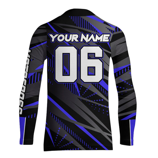 Maxcorners Blue Motocross Racing Jersey Kid Women Men Upf30+ Youth Dirt Bike Off-Road Shirt MT2809