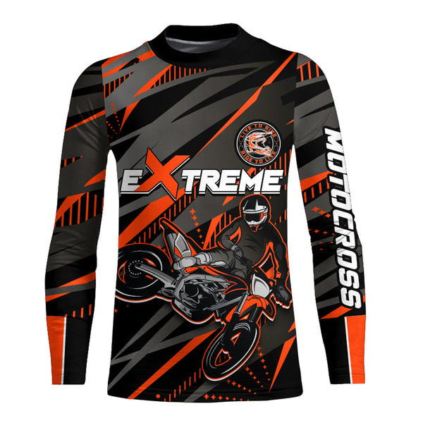 Maxcorners Orange Motocross Racing Jersey Kid Women Men Upf30+ Youth Dirt Bike Off-Road Shirt MT2809