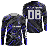 Maxcorners Blue Motocross Racing Jersey Kid Women Men Upf30+ Youth Dirt Bike Off-Road Shirt MT2809