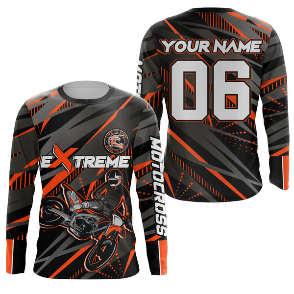 Maxcorners Orange Motocross Racing Jersey Kid Women Men Upf30+ Youth Dirt Bike Off-Road Shirt MT2809