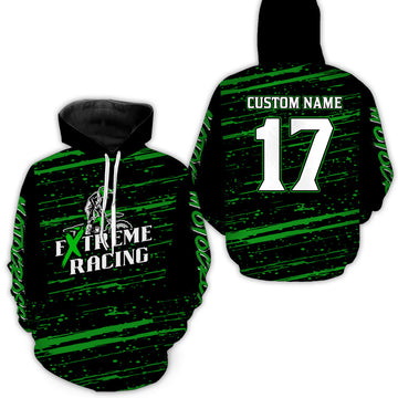Maxcorners Green Motocross Hoodie for Men Women Dirt Bike Hoodie Off-road Racing Jersey  LM2809