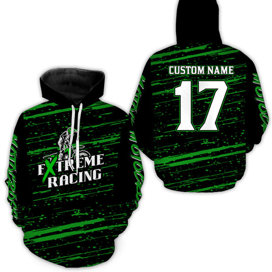 Maxcorners Green Motocross Hoodie for Men Women Dirt Bike Hoodie Off-road Racing Jersey  LM2809