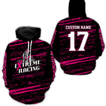 Maxcorners Pink Motocross Hoodie for Men Women Dirt Bike Hoodie Off-road Racing Jersey LM2809